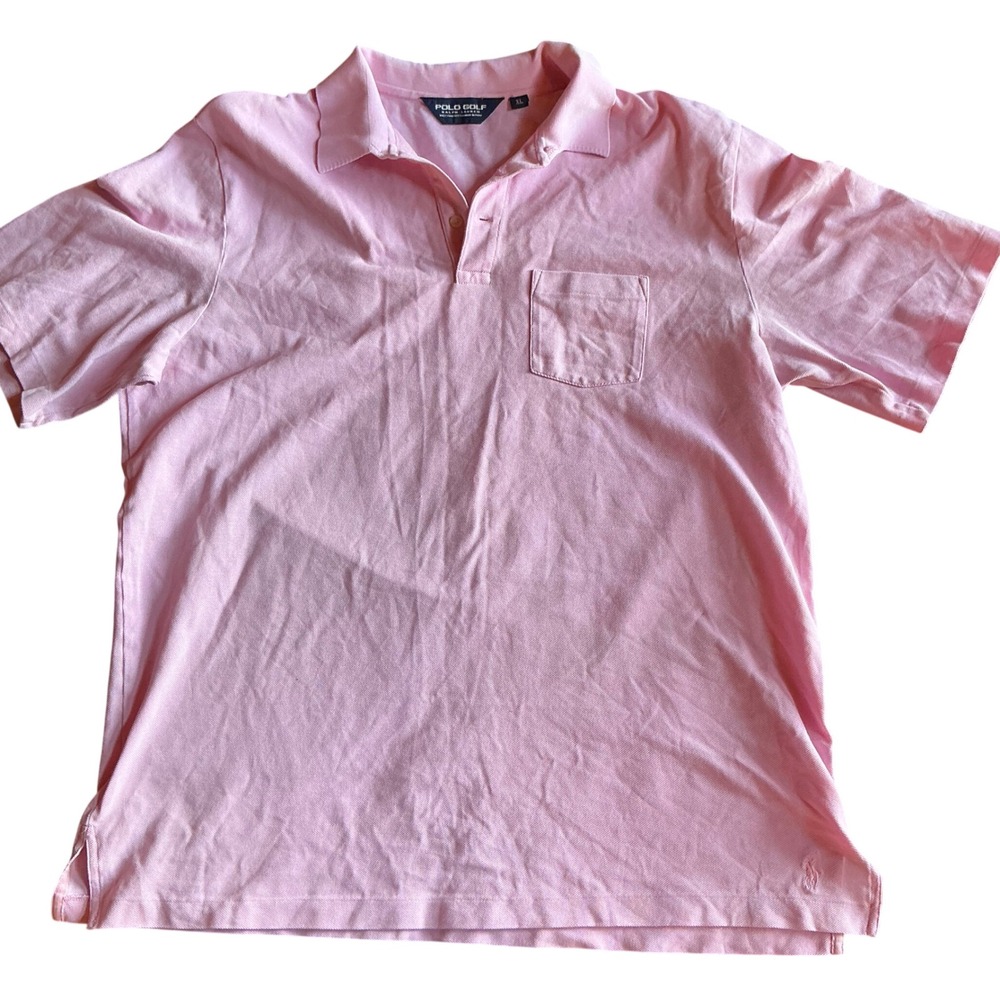 Polo Golf Ralph Lauren Mens Pink Short Sleeve Polo‎ Shirt Pocket Size XL